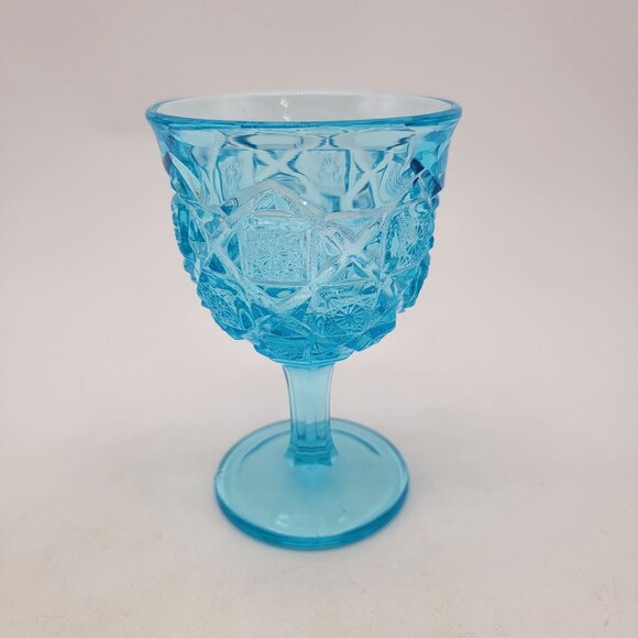 Viking Other - Vintage Viking Glass Ice Blue Diamond & Daisy Pattern Goblet